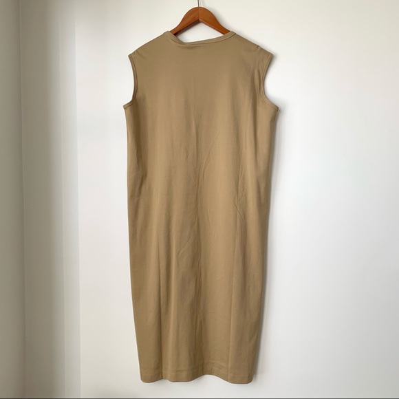 UNIQLO | NWT CREWNECK SLEEVELESS COTTON SHIFT DRESS MIDI LENGTH W/ BELT A-LINE - Picture 2 of 9